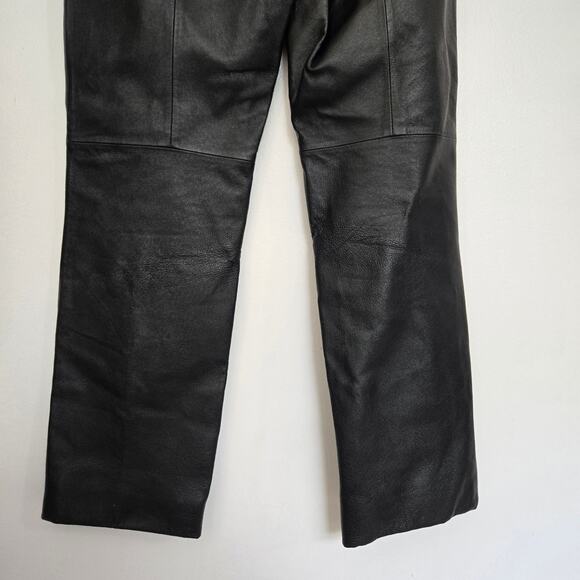 Vintage Punk Rock Leather Pants Clio Black High Rise Straight Leg Women 6 - Picture 6 of 10